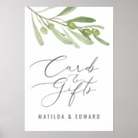 Cartão de noiva de oliveira e orçamento de present