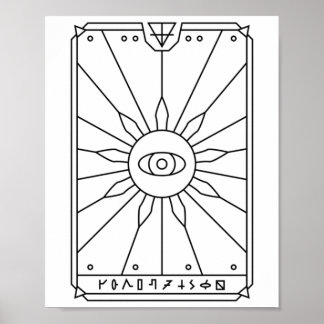 Poster Cartão de Olho Radiante com Moldura Geométrica e S