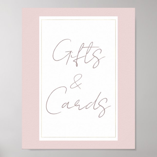 Poster Cartão de Presente de Casamento Rosa e Dourado Mod (Frente)