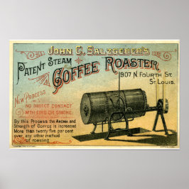 Poster Cartão de Publicidade do Torrador de Café a Vapor