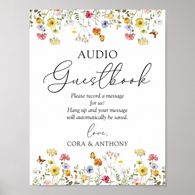 Poster Cartão de Registro de Casamento Boho Flor Silvestr (Frente)