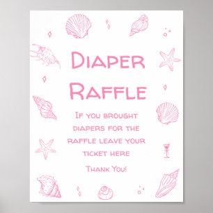 Poster Cartão de Rifas de Fraldas para Chá de Bebê na Pra