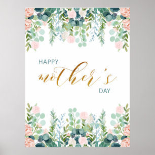 Poster Cartão de Saudação de Dia de as mães Verde