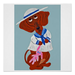 Póster Cartão de Saudação Dobrado de Dachshund