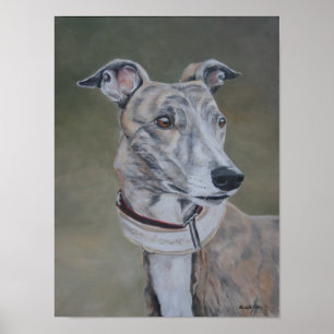 Poster Cartão de Saudação Lizzy Brindle Greyhound