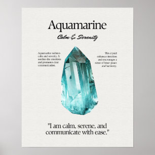 Poster Cartão de Significado de Cristal Gem Aquamarine