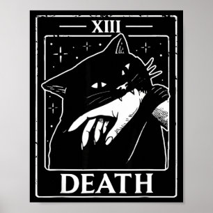 Poster Cartão de tarô de gato preto vintage humor da mort