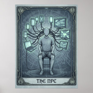Poster Cartão de Tarot de NPC Distopia nas Mídias Sociais