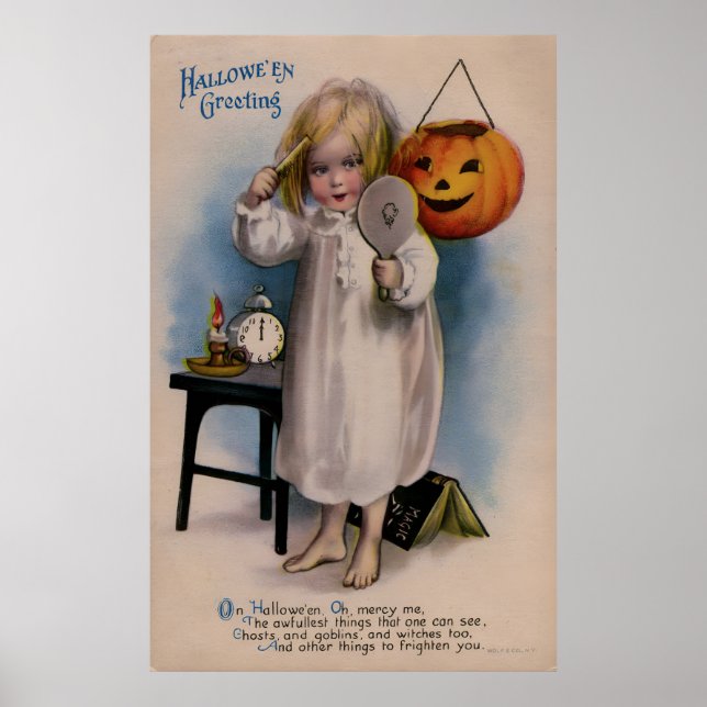 Poster Cartão de Vintage Halloween (Frente)
