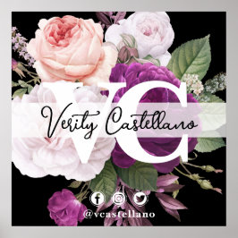 Poster Cartão de visita Floral de Sobredimensionamento Pr