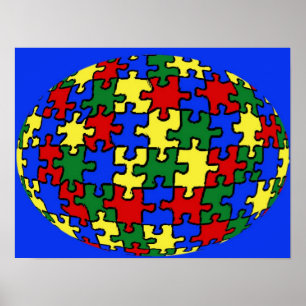 Poster Cartão do mundo do quebra-cabeça