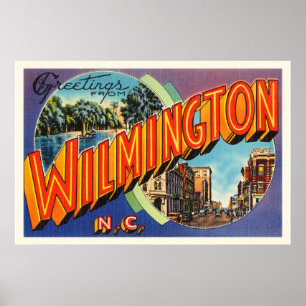 Póster Cartão do vintage de Wilmington #2 North Carolina