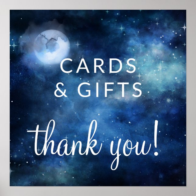 Poster Cartão e Presentes Lua Céu Lunar & Sinal de Mesa d (Frente)