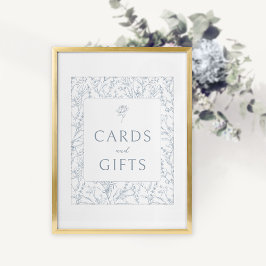 Poster Cartão floral azul para o casamento francês: poste