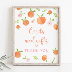 Poster Cartão Floral de Pêssego e Sinal de Presente