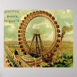 Póster Cartão parisiense do vintage