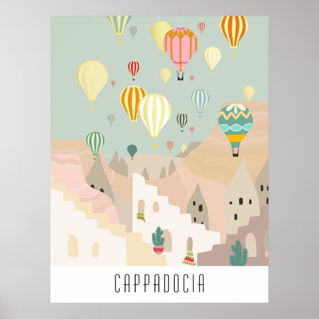 Poster Cartão Postal Da Cappadocia | Balão de Kapadokya (Frente)