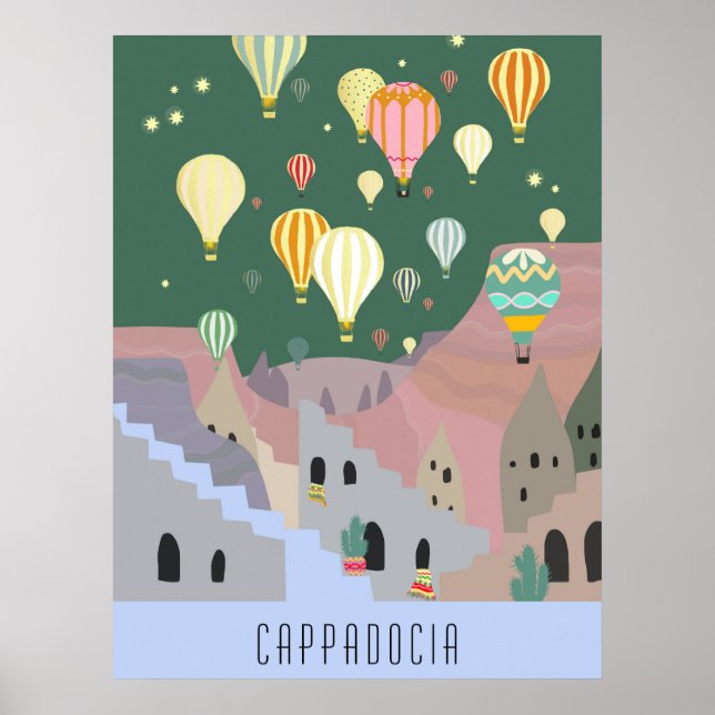 Poster Cartão Postal Da Cappadocia | Sonho de Balão de Ka (Frente)