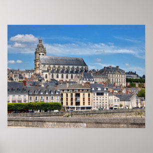 Poster Cartão-postal da Catedral Louis, em Blois, na Fran