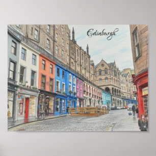 Poster Cartão postal da Edinburgh Victoria Street