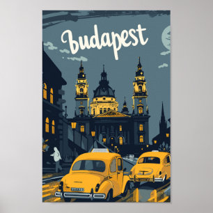 Poster Cartão postal da Famosa Viagem da Hungria de Budap