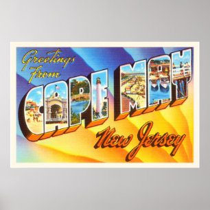 Poster Cartão-postal da Viagens vintage NJ Cape May New 