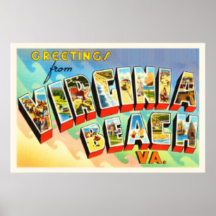 Póster Cartão postal da Viagens vintage Virginia Beach Vi