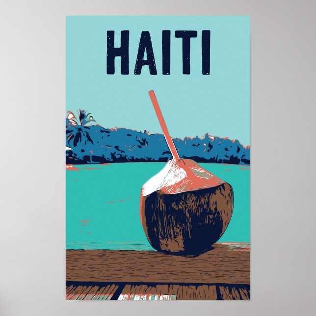 Poster Cartão-postal de bebida deliciosa de coco no Haiti (Frente)