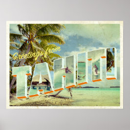 Poster Cartão postal de foto antiga do Taiti