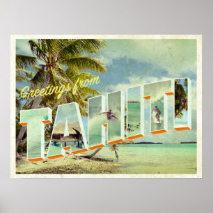 Poster Cartão postal de foto antiga do Taiti
