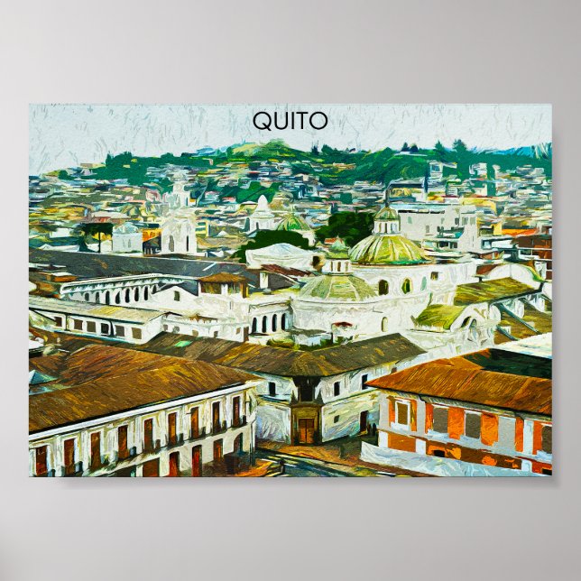 Poster Cartão postal de ilustração de aquarela equador qu (Frente)