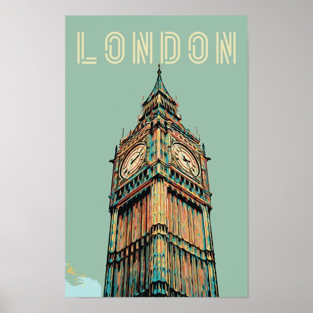 Poster Cartão postal de ilustração do London Big Ben (Frente)