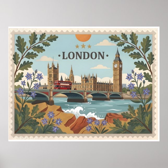 Poster Cartão Postal de Londres Antigo (Frente)