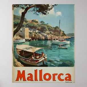 Poster "Cartão postal de Mallorca Coastal Bliss Vintage"