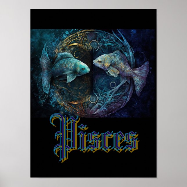 Poster Cartão-postal de Sinal Zodiac peixes (Frente)