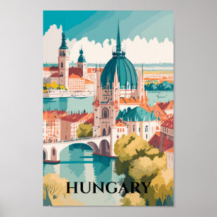 Poster Cartão postal de Viagem Familiar da Hungria