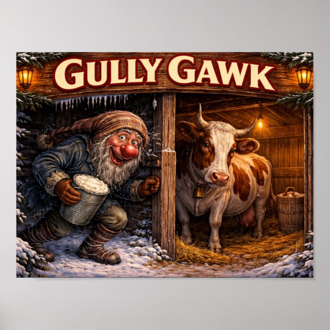 Poster cartão postal do Gully Gawk islandês Yule Lad (Frente)