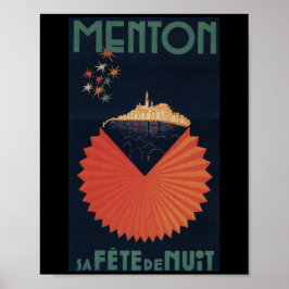 Poster Cartão postal francês Menton Sa Fete de Nuit Rivie
