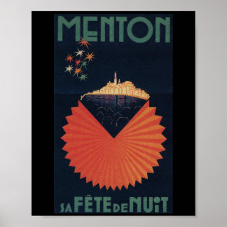 Poster Cartão postal francês Menton Sa Fete de Nuit Rivie