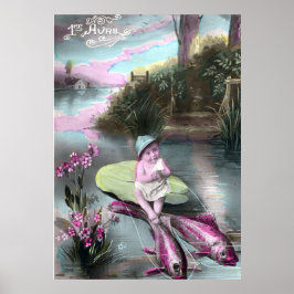 Poster Cartão postal francês vintage do Dia da Mentira