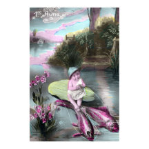 Cartão postal francês vintage do Dia da Mentira