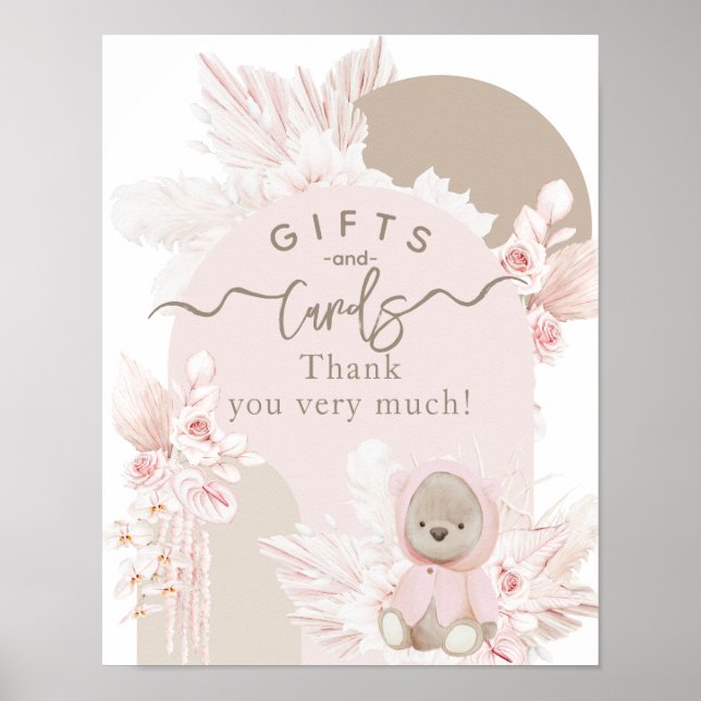 Poster Cartão-presente de Chá de fraldas Teddy Bear Moder (Frente)