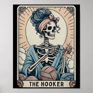 Poster Cartão Tarô Amante de Crochê Esqueleto de Crochê E