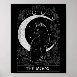Poster Cartão Tarot Gráfico de Gato Lua Crescente Para Ga