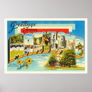 Poster Cartão velho das viagens vintage da DM do estado
