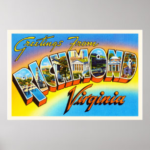 Póster Cartão velho das viagens vintage de Richmond