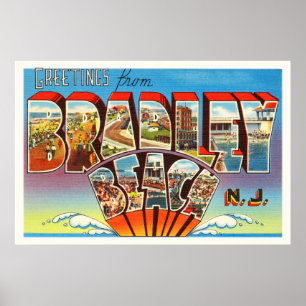 Póster Cartão velho do vintage de New-jersey NJ da praia