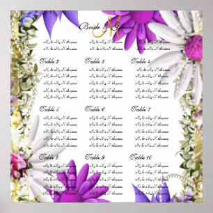 Póster Cartas cor-de-rosa roxas do assento do casamento