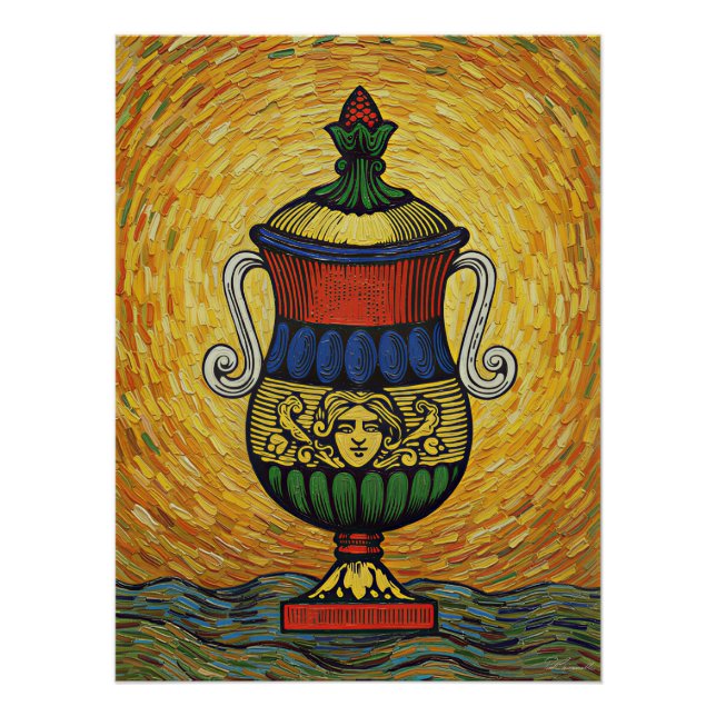 Póster Cartas de Baralho Italianas - Ás de Copas (Frente)