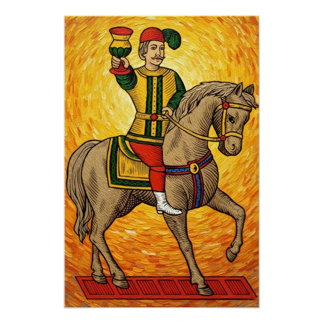 Póster Cartas de Baralho Italianas - Cavaleiro de Copas,  (Frente)